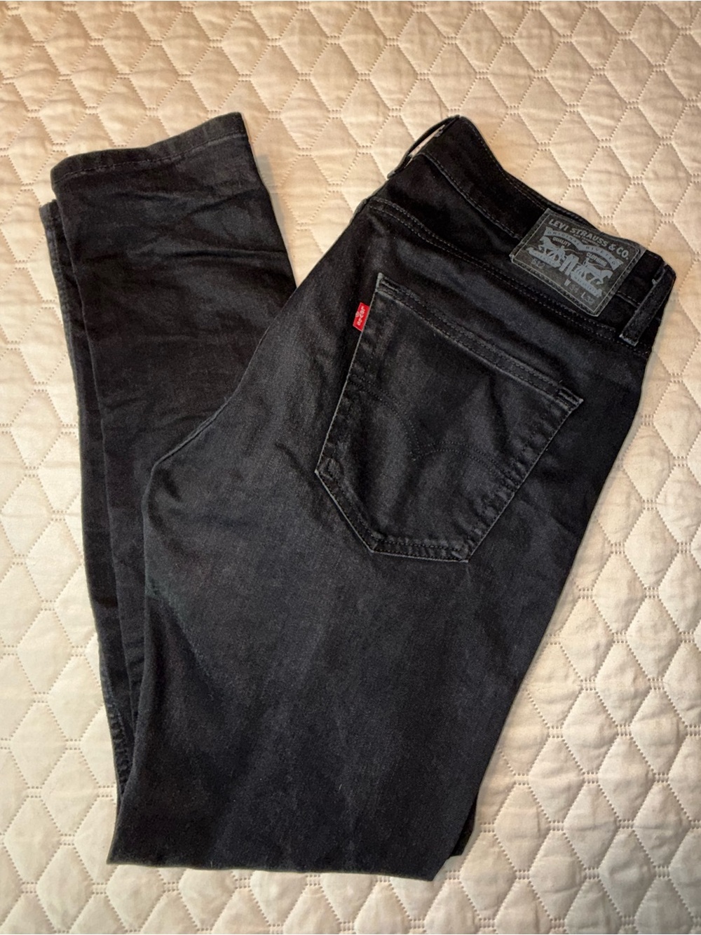 Levi's 512 Men's Black Denim Jeans Size 34x32 Slim Taper